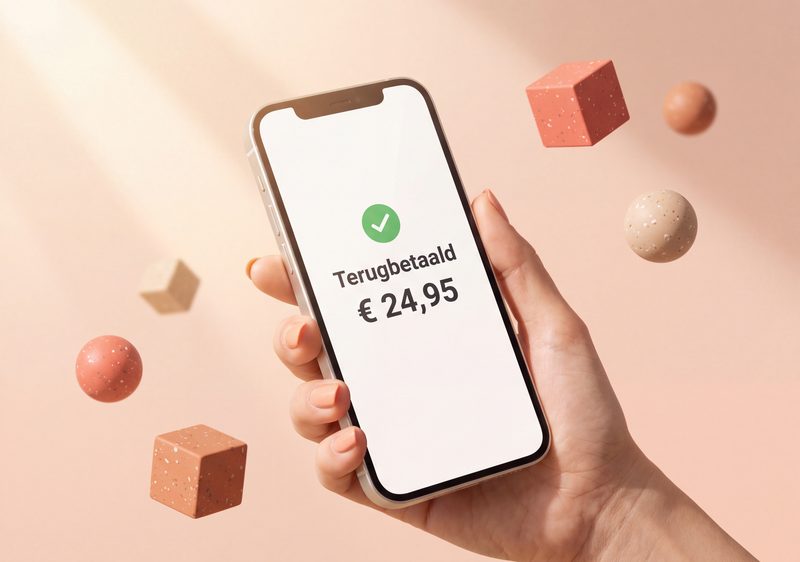 Een telefoon met een terugbetaling op het scherm