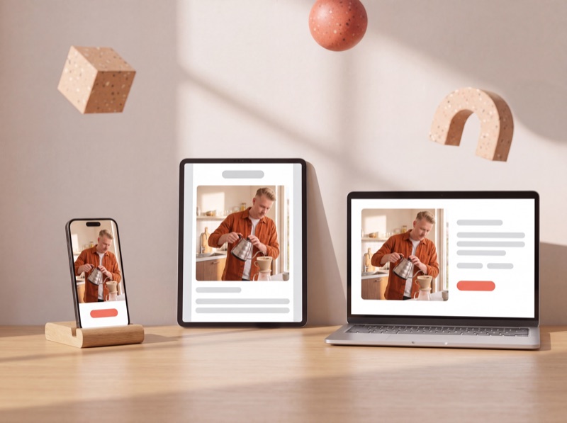 Eén beeld van een creator als advertentie, in een nieuwsbrief en in een webshop